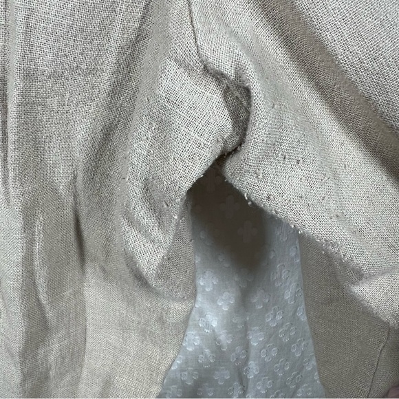 Abercrombie & Fitch Tan Linen Pleated High Rise Wide Leg Trousers - Picture 6 of 7